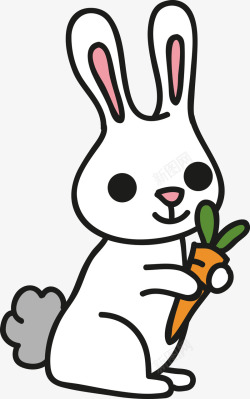 吃胡萝卜的小兔子矢量图素材