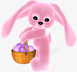 卡通手绘粉色小兔子素材