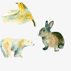 小动物水彩画片素材