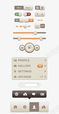 褐色背景褐色风格手机界面UI元素图标图标