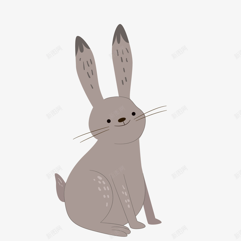 卡通灰色小兔子png免抠素材_88icon https://88icon.com 卡通兔子 卡通动物 小灰兔 灰色兔子 背景装饰