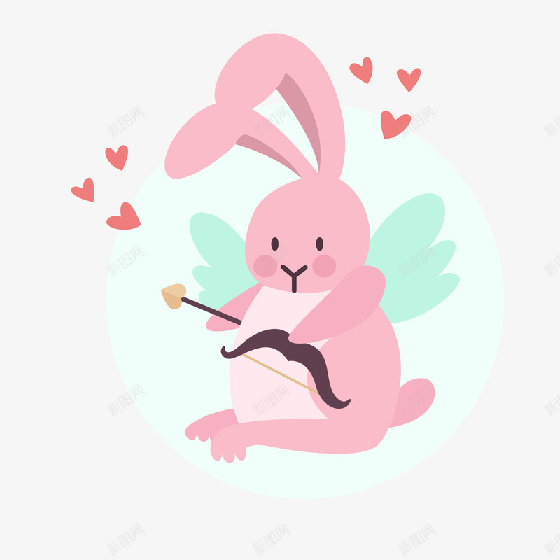 拿着弓箭的小兔子矢量图ai免抠素材_88icon https://88icon.com 动物设计 卡通 小兔子 弓箭 粉红色的兔子 矢量图
