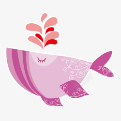 创意手绘紫色可爱鲸鱼矢量图素材