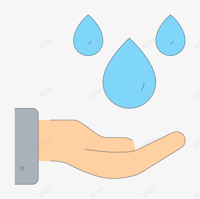 手和水滴png免抠素材_88icon https://88icon.com 人物 左右手 手 标示 水滴 省水 线条 节约用水 蓝色的