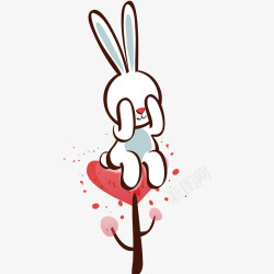 卡通手绘遮起眼睛的小兔子矢量图素材