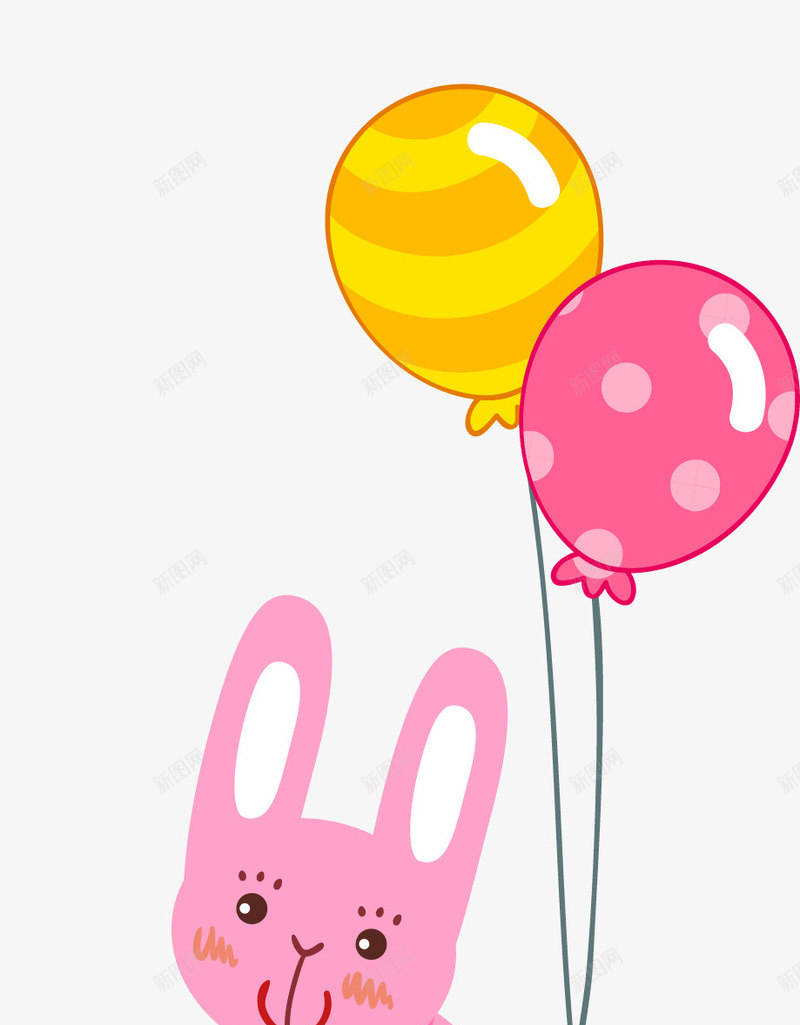 卡通手绘兔子与气球png免抠素材_88icon https://88icon.com 创意 动漫动画 卡通 卡通粉色的兔子 彩色的气球 手绘