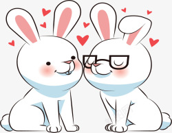 可爱甜蜜兔子情侣矢量图素材