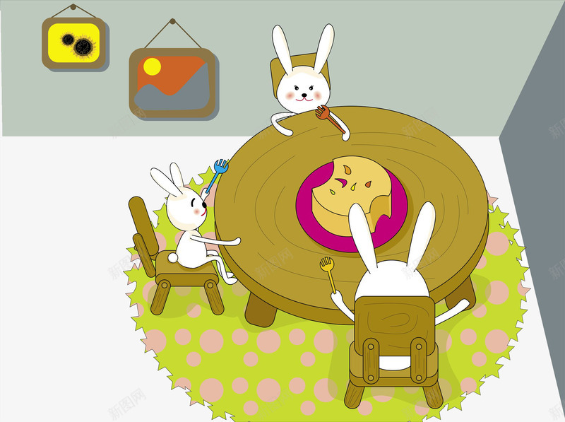 吃月饼的兔子png免抠素材_88icon https://88icon.com 中秋节 兔子 动物 卡通 宠物 手绘 月饼 水彩 白兔
