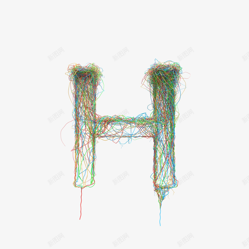 手绘彩线缠绕英文字母Hpng免抠素材_88icon https://88icon.com nb 创意字母 彩线缠绕英文字母 彩色字母 杂乱 立体字母 红线条 绿线条 艺术字体 英文字母H 蓝线条