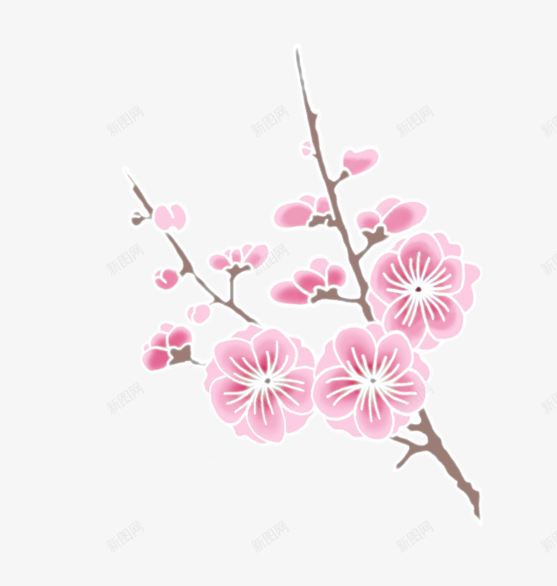 手绘粉红色花朵绿叶png免抠素材_88icon https://88icon.com 粉红色 绿叶 花朵