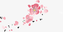 手绘漂浮粉色梅花花朵素材