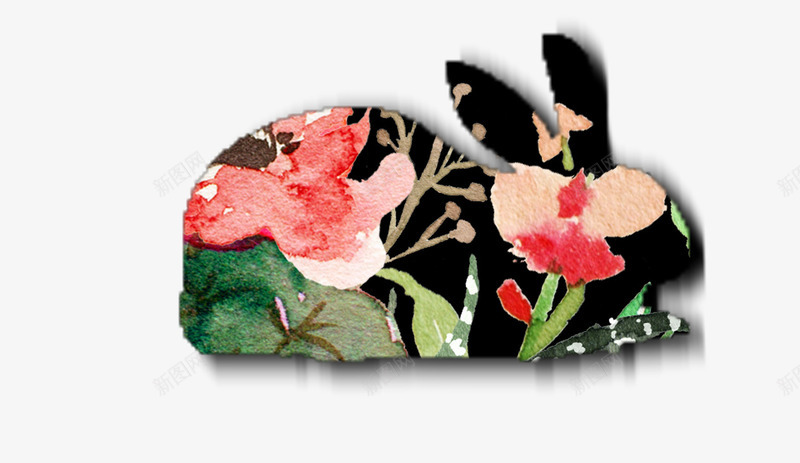 花朵兔子动物剪影png免抠素材_88icon https://88icon.com 兔子形状 剪影 生物世界 花朵背景 花朵背景墙 设计