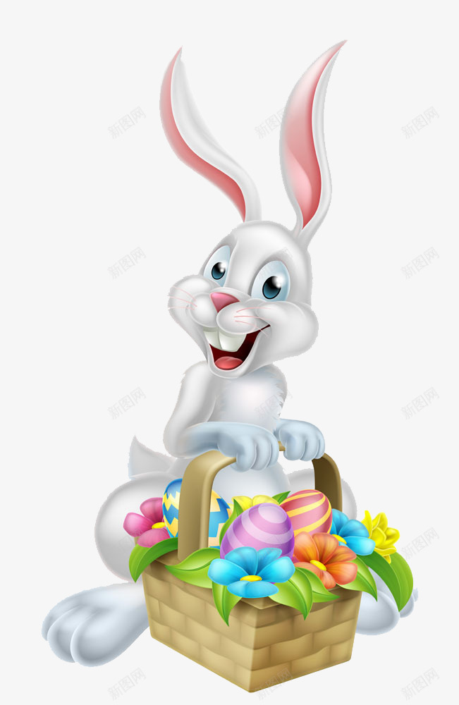 装饰图案提着复活节彩蛋的兔子png免抠素材_88icon https://88icon.com 提着复活节彩蛋的兔子 节日 节日素材 装饰图案