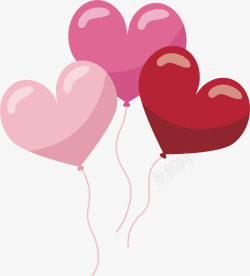 浪漫粉红爱心气球矢量图素材