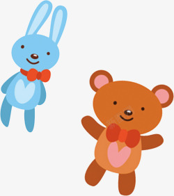 卡通兔子小熊玩偶玩具图案素材