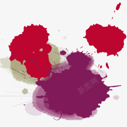 紫色红手绘大片墨汁水滴高清图片