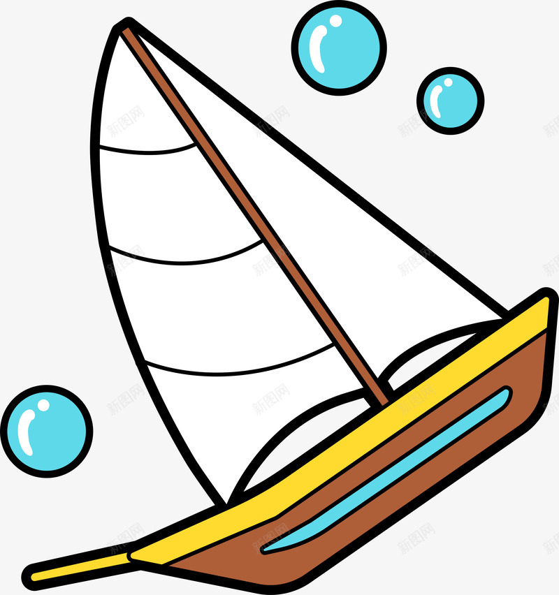 帆船简约矢量图ai免抠素材_88icon https://88icon.com 卡通有趣 小帆船 扁平化 水滴 海洋 矢量图案 矢量图