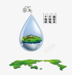 绿地地球节约用水高清图片
