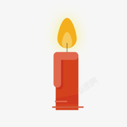 红色扁平化蜡烛点燃元素素材