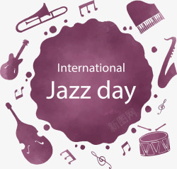 紫色乐器国际音乐节矢量图素材