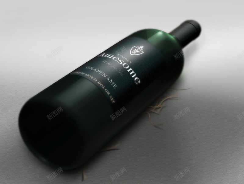 红酒瓶PSD分层png免抠素材_88icon https://88icon.com 3D psd立体 标签 红酒瓶 酒瓶
