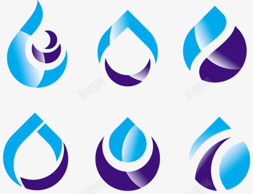 蓝色框框创意水滴logo图标图标