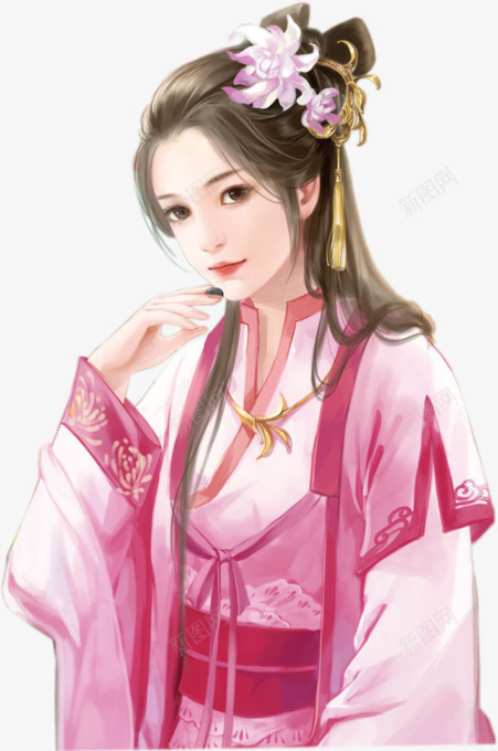 粉红色衣服手绘美女png免抠素材_88icon https://88icon.com 手绘 粉红色 美女 衣服