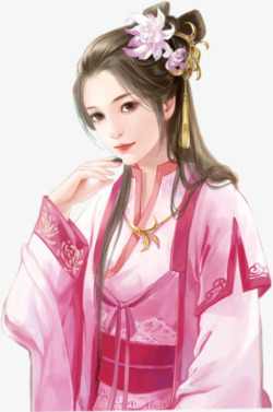 粉红色衣服手绘美女素材