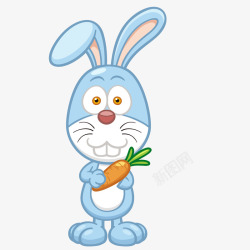 卡通拿着胡萝卜的小兔子矢量图素材
