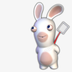 可爱兔子拿着苍蝇拍素材