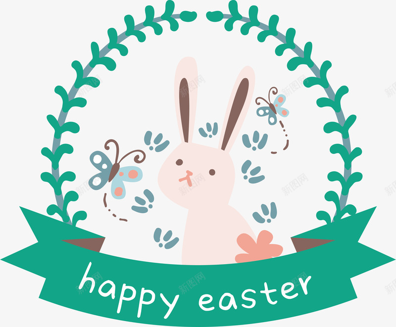 复活节小兔子标签png免抠素材_88icon https://88icon.com 动物 卡通可爱 国外节日 复活节 小兔子 矢量标签