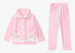 粉色卡通口袋儿童睡衣素材