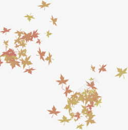 手绘黄色漂浮秋季枫叶素材