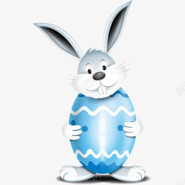 兔子bunny和蓝色彩蛋图标图标