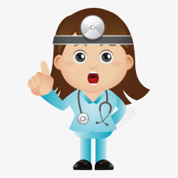 手绘女护士矢量卡通风格听诊女护士提示手势矢量图高清图片