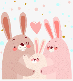 粉色小兔子全家福素材