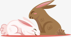 水彩情侣兔子矢量图素材