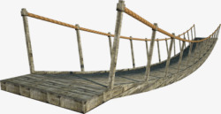 手绘古代木桥吊桥素材