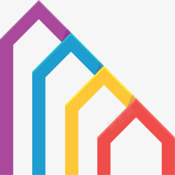 彩色线条房屋标志矢量图素材