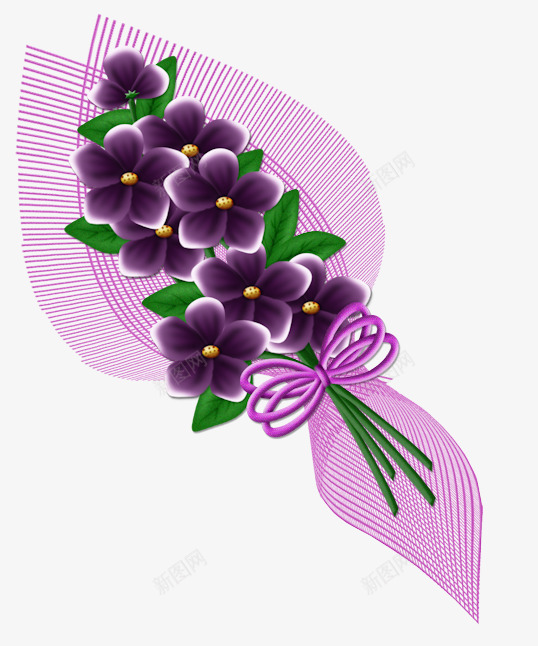 手绘粉红一束鲜花png免抠素材_88icon https://88icon.com png 一束鲜花 手绘 爱情