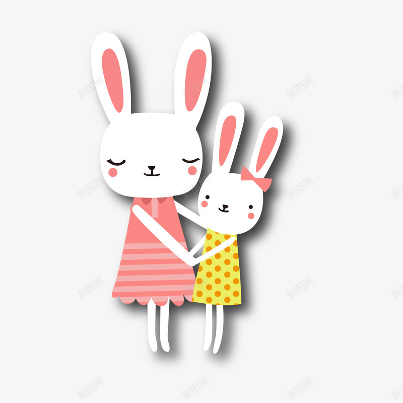 卡通可爱的兔子母女矢量图ai免抠素材_88icon https://88icon.com 兔子 动物设计 卡通 母亲节 母女 温馨 矢量图