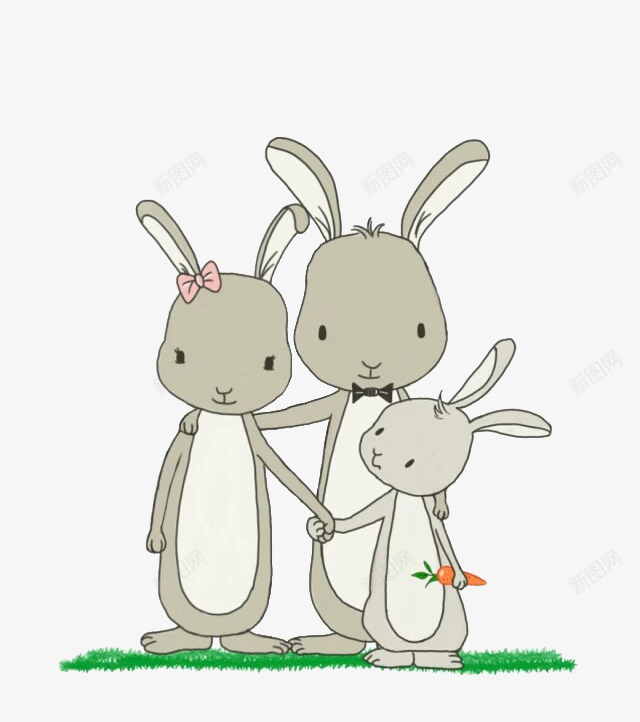 可爱童趣小兔子一家人手绘png免抠素材_88icon https://88icon.com 一家三口 一家人手绘 卡通 可爱 美术