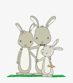 可爱童趣小兔子一家人手绘素材