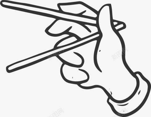 拼接画装饰拿筷子的手图标图标