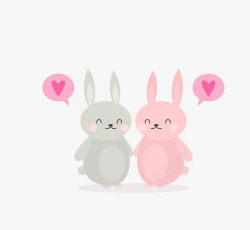 爱心和彩色小兔子简图素材