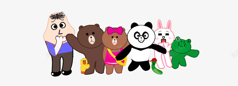 一排卡通动物psd免抠素材_88icon https://88icon.com 兔子 卡通 熊猫 狗熊