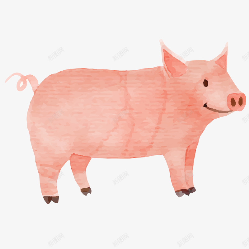 手绘粉红色的猪矢量图ai免抠素材_88icon https://88icon.com 养殖场 农场 动物设计 卡通 猪 粉红色 矢量图