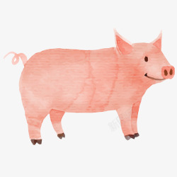 手绘粉红色的猪矢量图素材