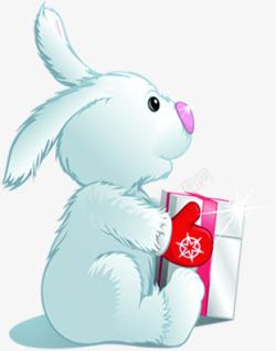 手绘可爱圣诞兔子礼物素材
