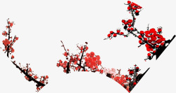手绘红色梅花装饰素材